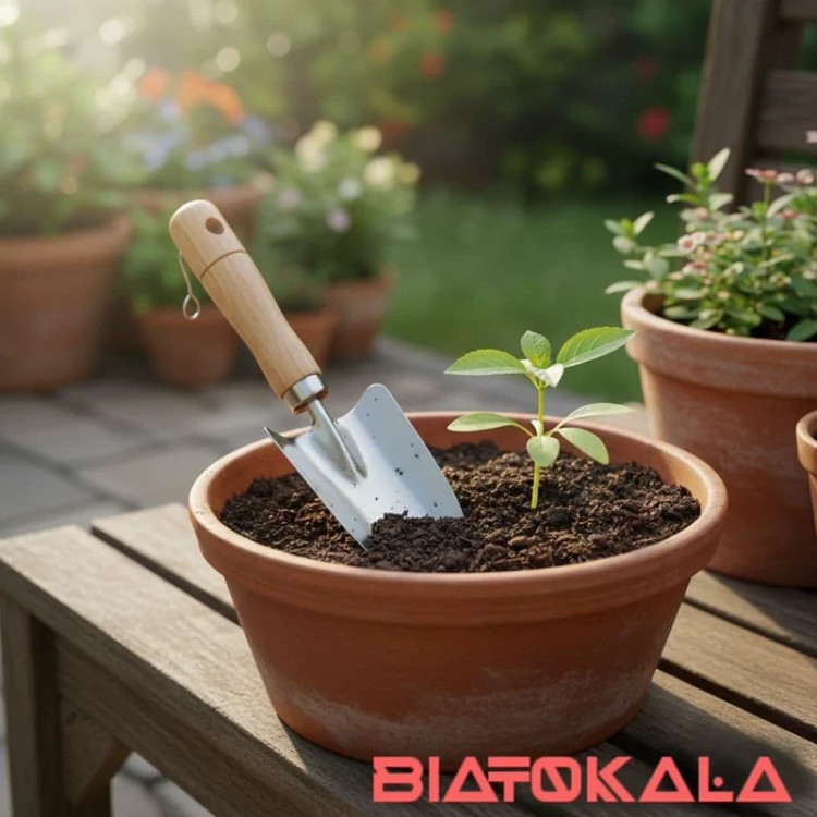 بیلچه دسته دار چوبی گلدانی/سبک و مقاوم